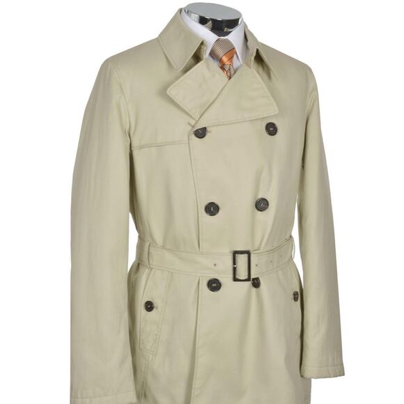 Allegri Mens Double Breasted Coat 46 Regular (IT 56) Khaki - Made In Italy - Picture 2 of 4